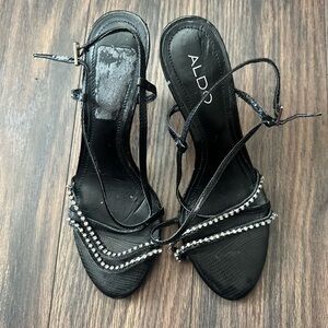 ALDO Black Rhinestone Strappy Heels